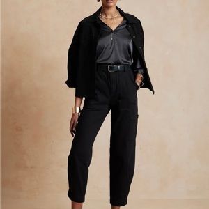 Banana Republic Relaxed Surplus Cargo Pant Black size 14 Petite NWT Retail $89